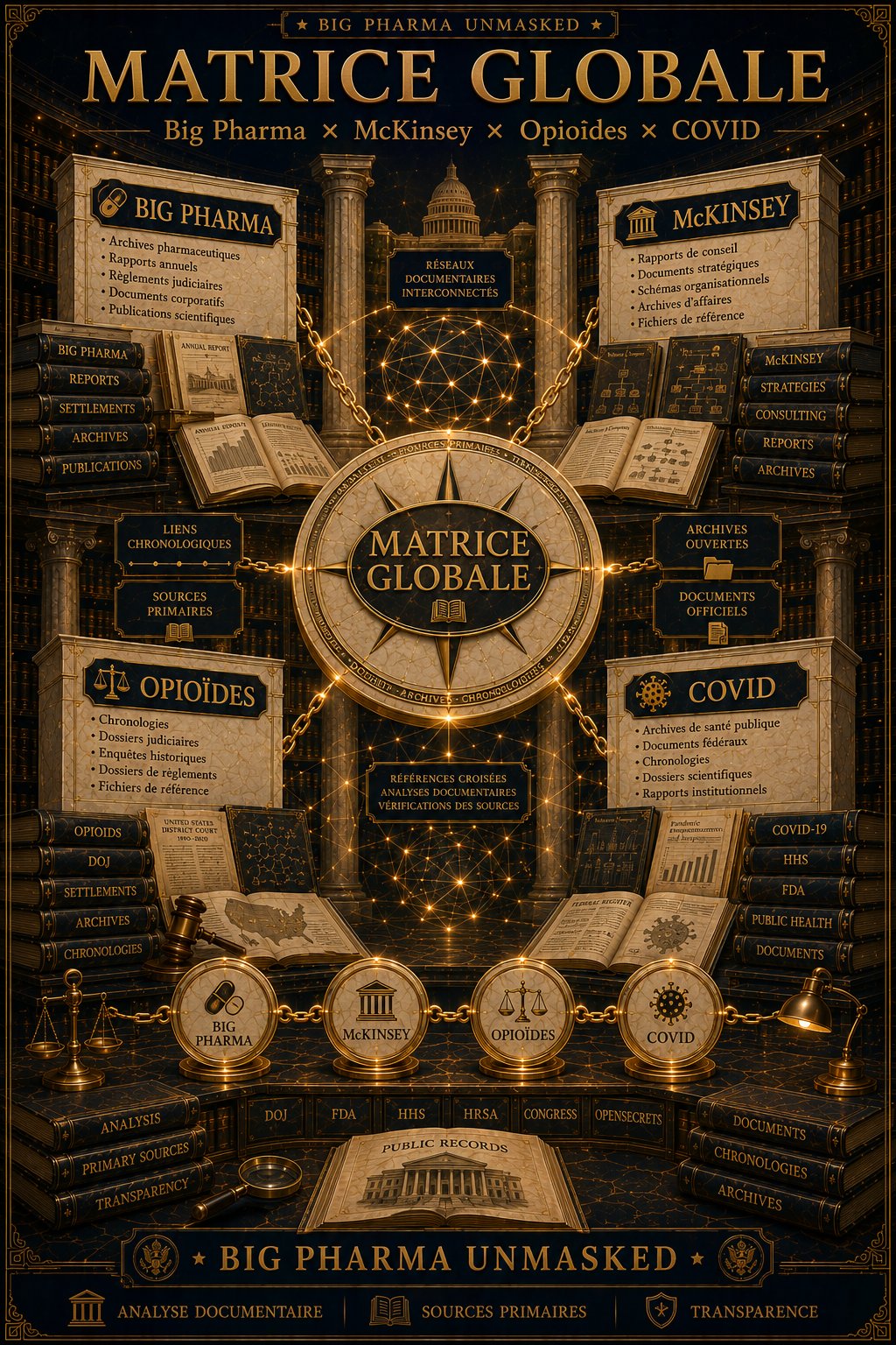Matrice globale Big Pharma x McKinsey x Opioïdes x COVID