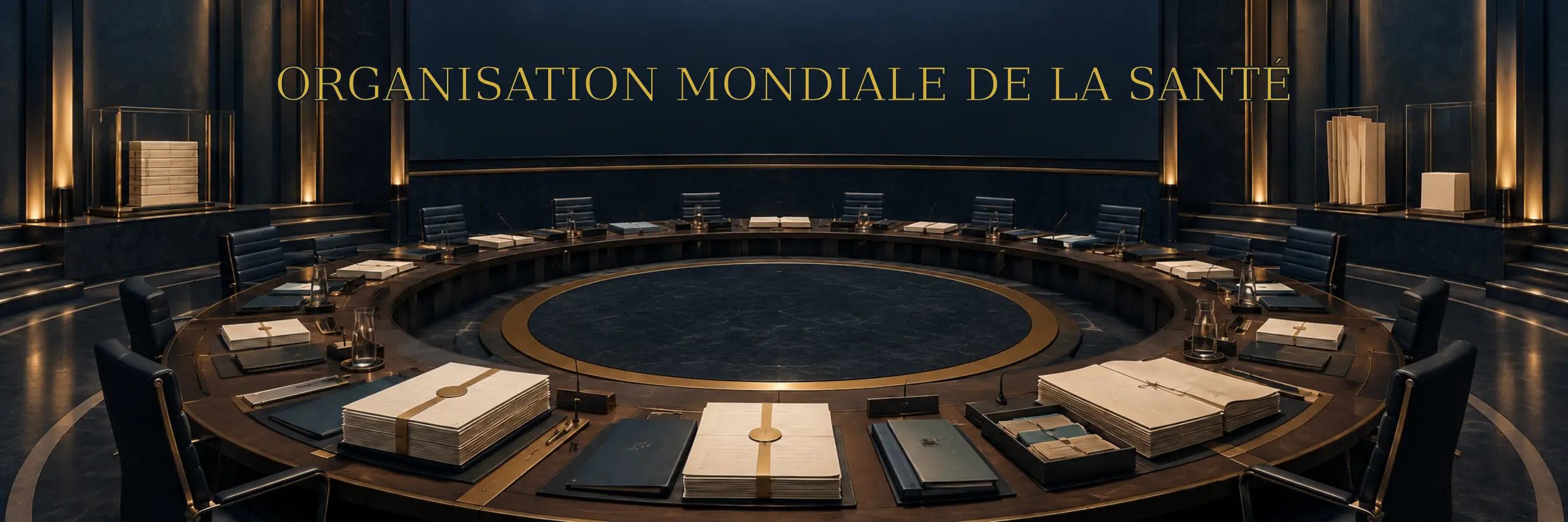 Salle de négociation documentaire consacrée à la gouvernance sanitaire internationale