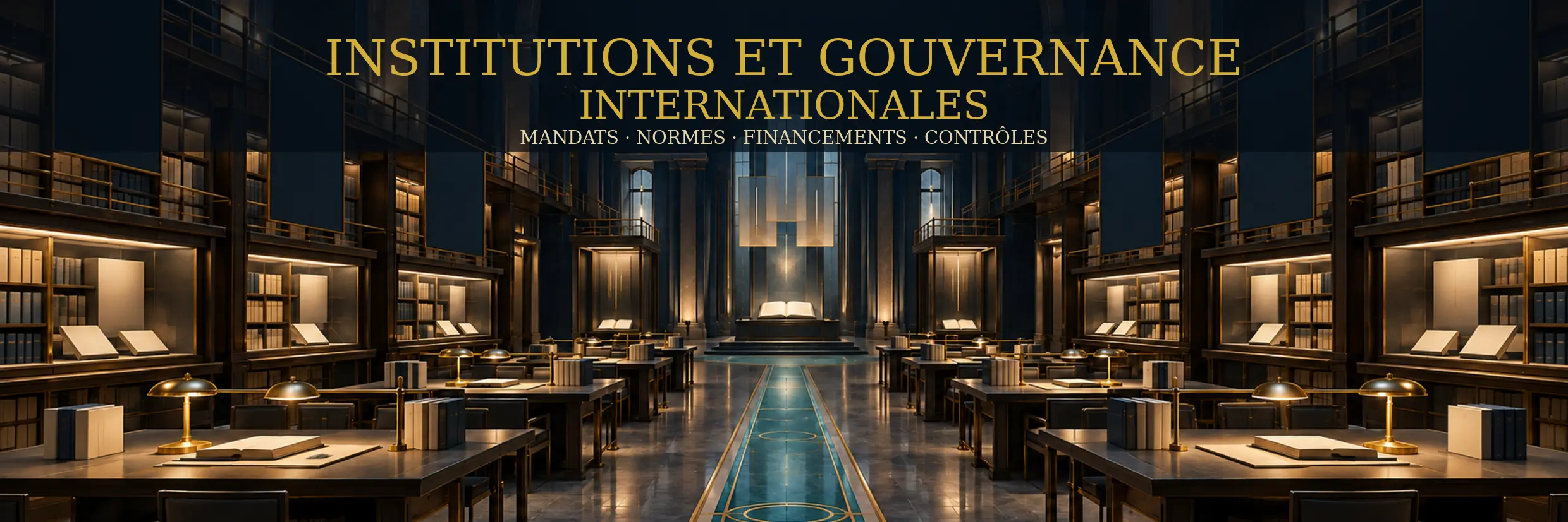 Salle d’archives reliant les différentes familles de gouvernance internationale