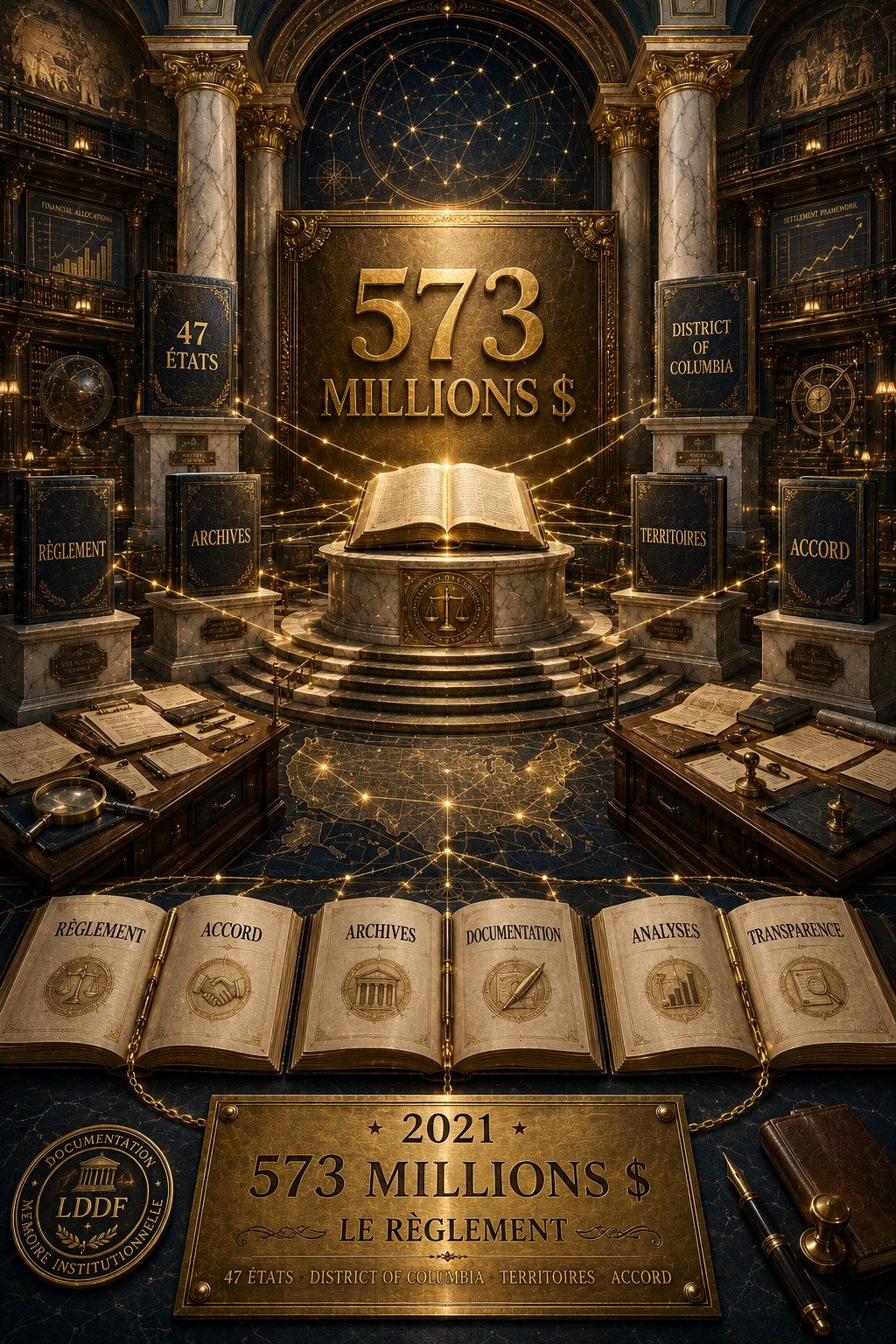 573 millions de dollars le règlement 47 états District of Columbia territoires