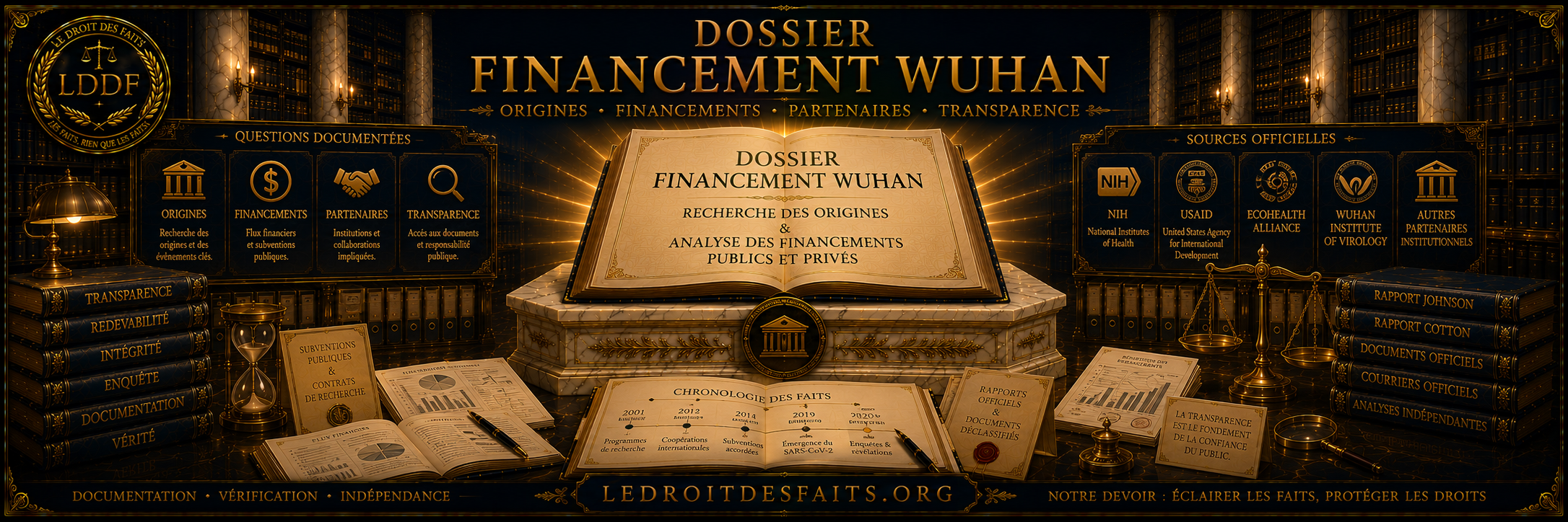 Financements de Wuhan — NIH, France & Géopolitique · Le Droit des Faits