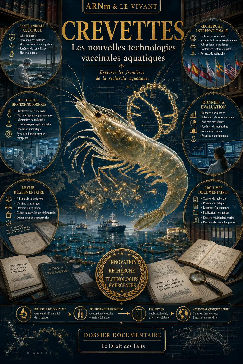 Poster documentaire — Crevettes — Technologies vaccinales aquatiques