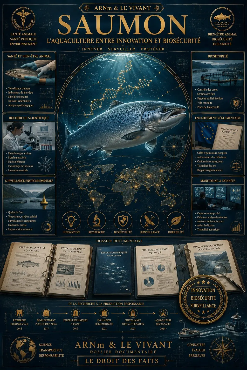 Poster documentaire — Saumon — Aquaculture, innovation et biosécurité