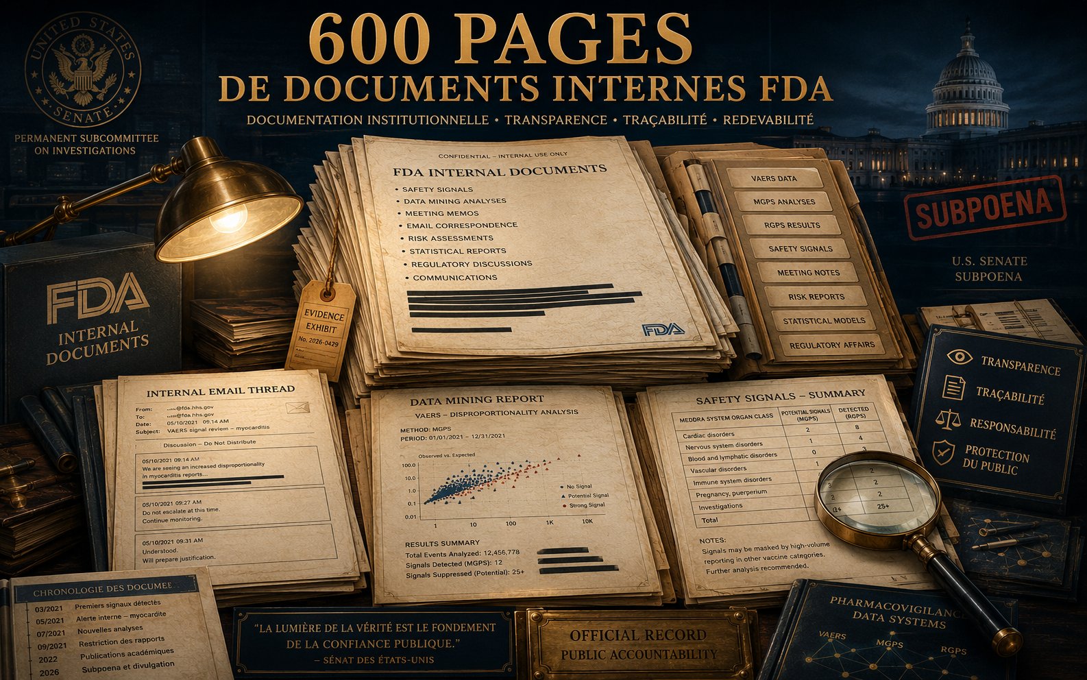 600 pages de documents internes FDA obtenus par subpoena sénatorial